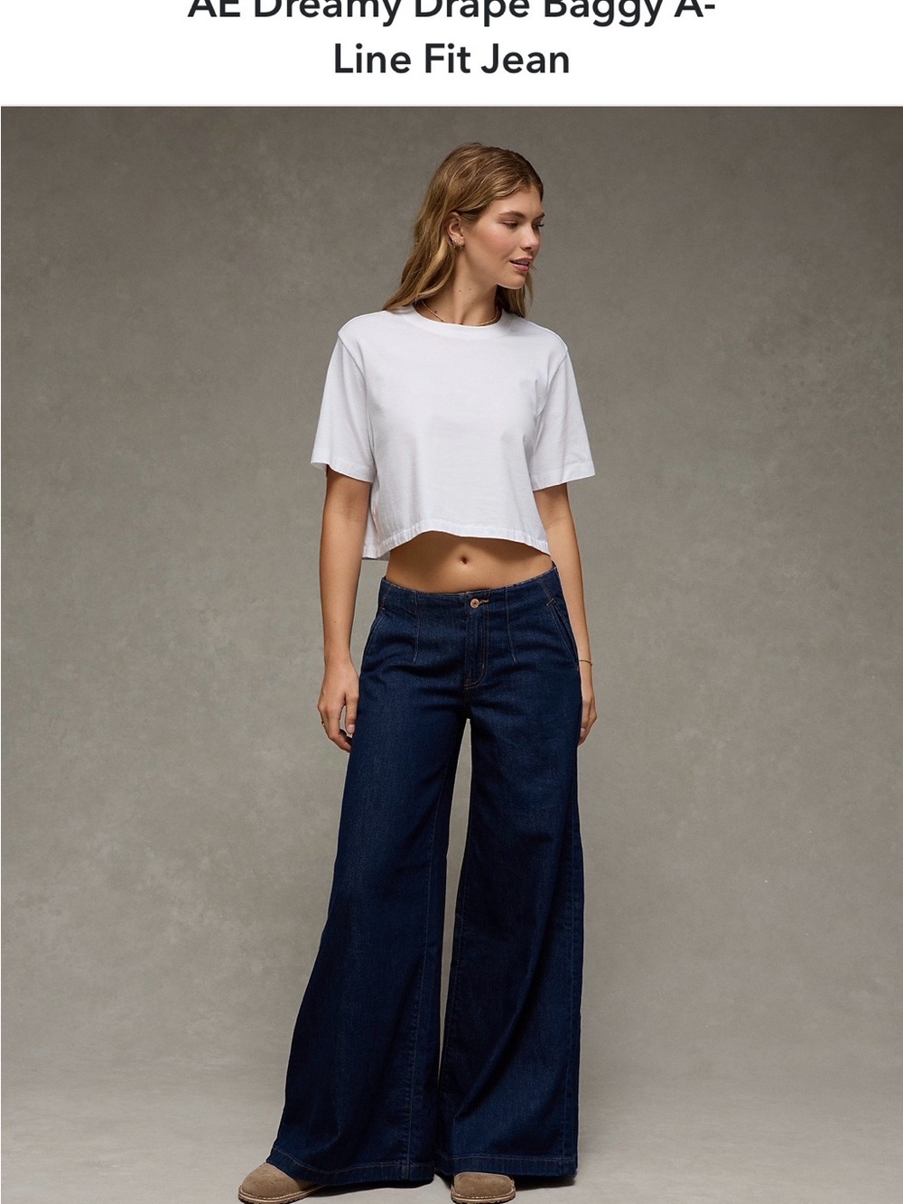 American Eagle Outfitters Wide-Leg Jeans in Dark Blue